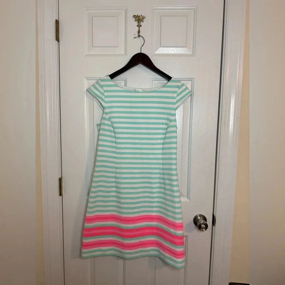 Lilly Pulitzer dress Lana Cap Sleeve medium blue pink stripe